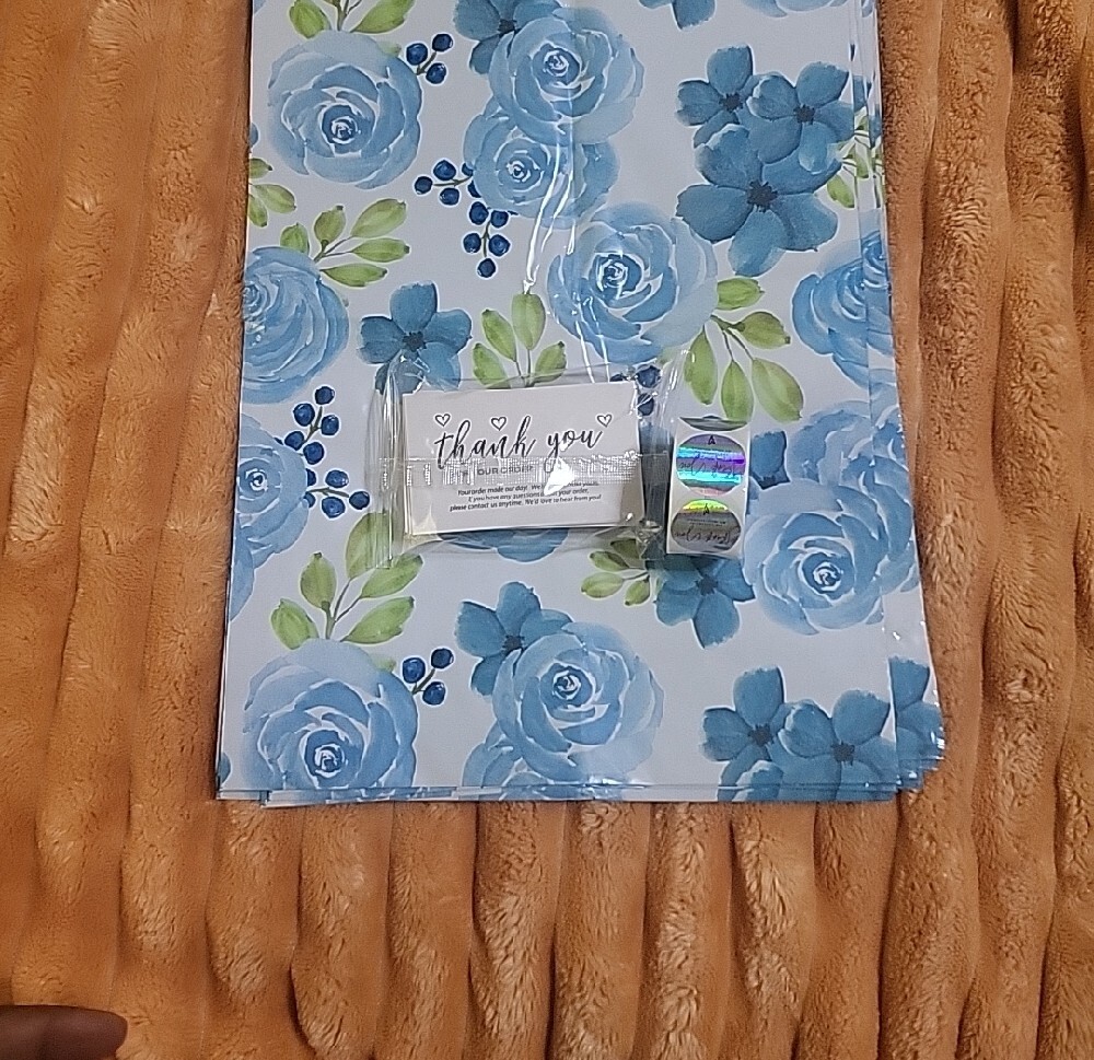 (10) Floral Polymailers (50) Thank You Cards (500) Stickers 20 Shipping Envelope - Picture 3 of 3